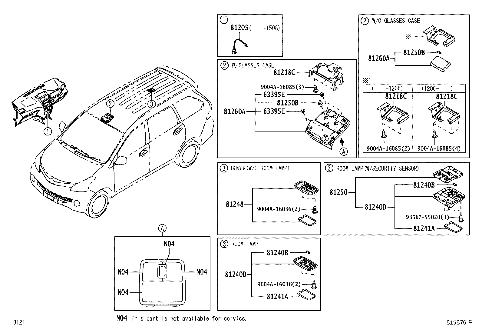 Toyota 81250-BZ010-B1 LAMP ASSY, ROOM, NO.2