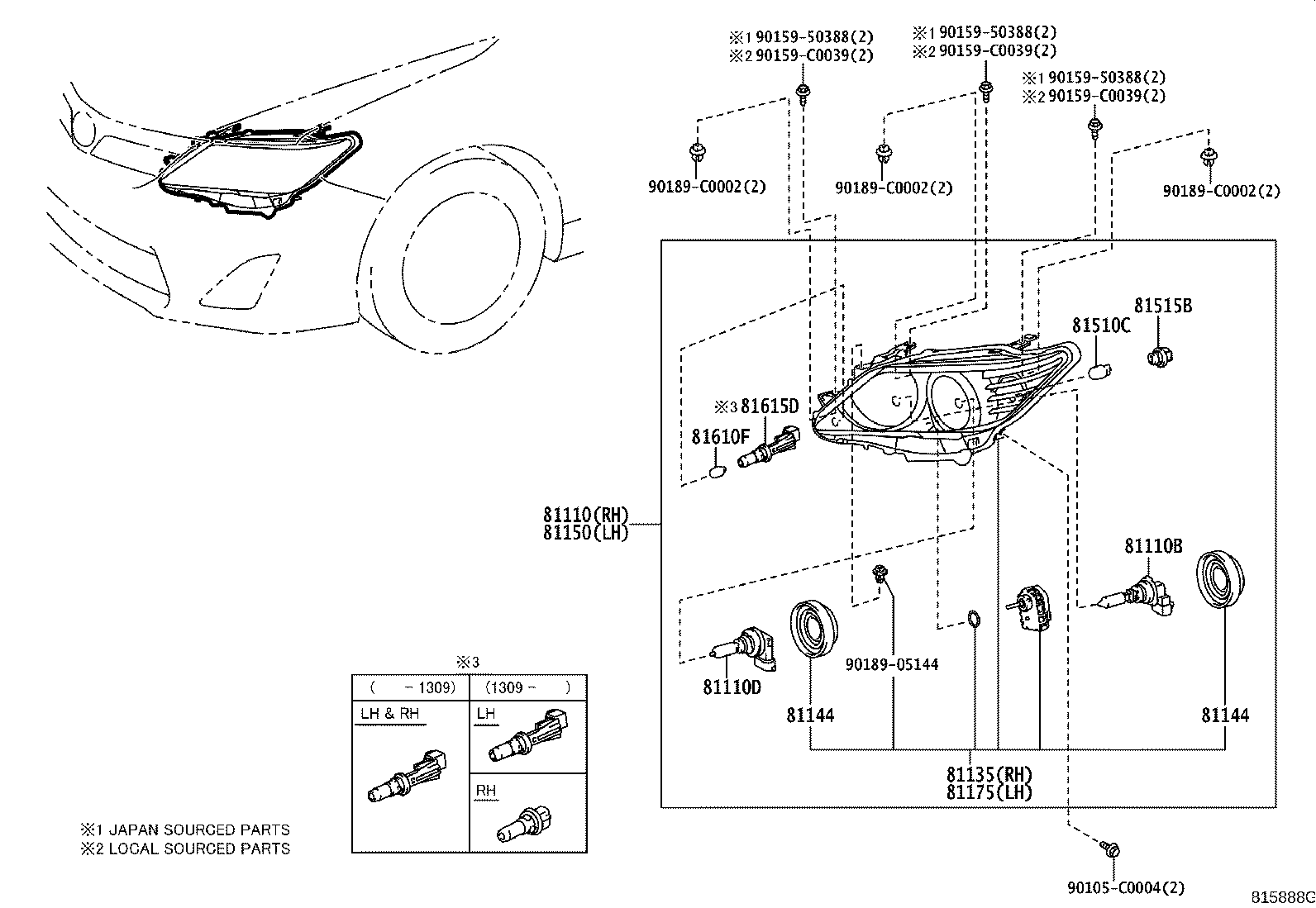 53181-06010 COVER, HEADLAMP, RH product image