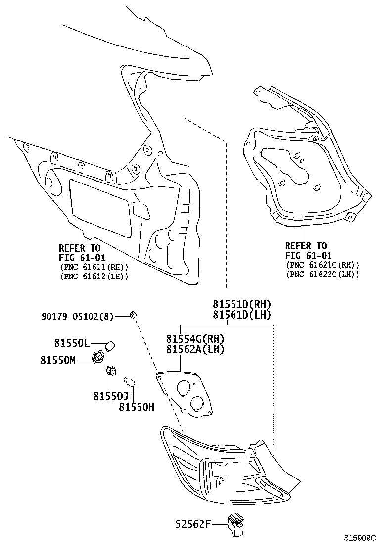 81551-06571 LENS & BODY, REAR COMBINATION LAMP, RH product image