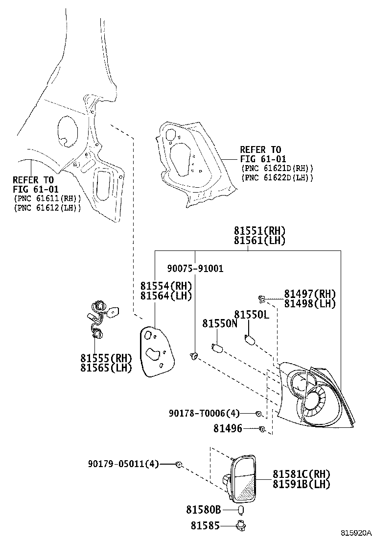 81550-0D280 LAMP ASSY, REAR COMBINATION, RH product image