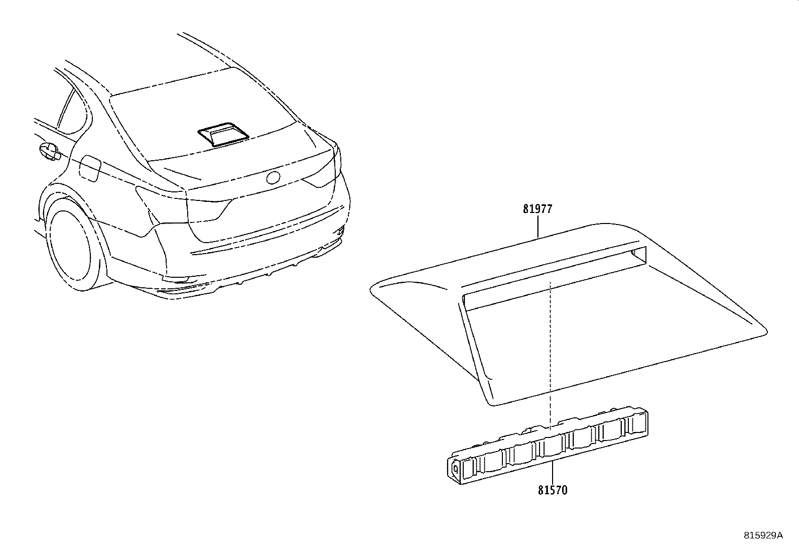 Toyota 81977-30100-B0 COVER, CENTER STOP LAMP