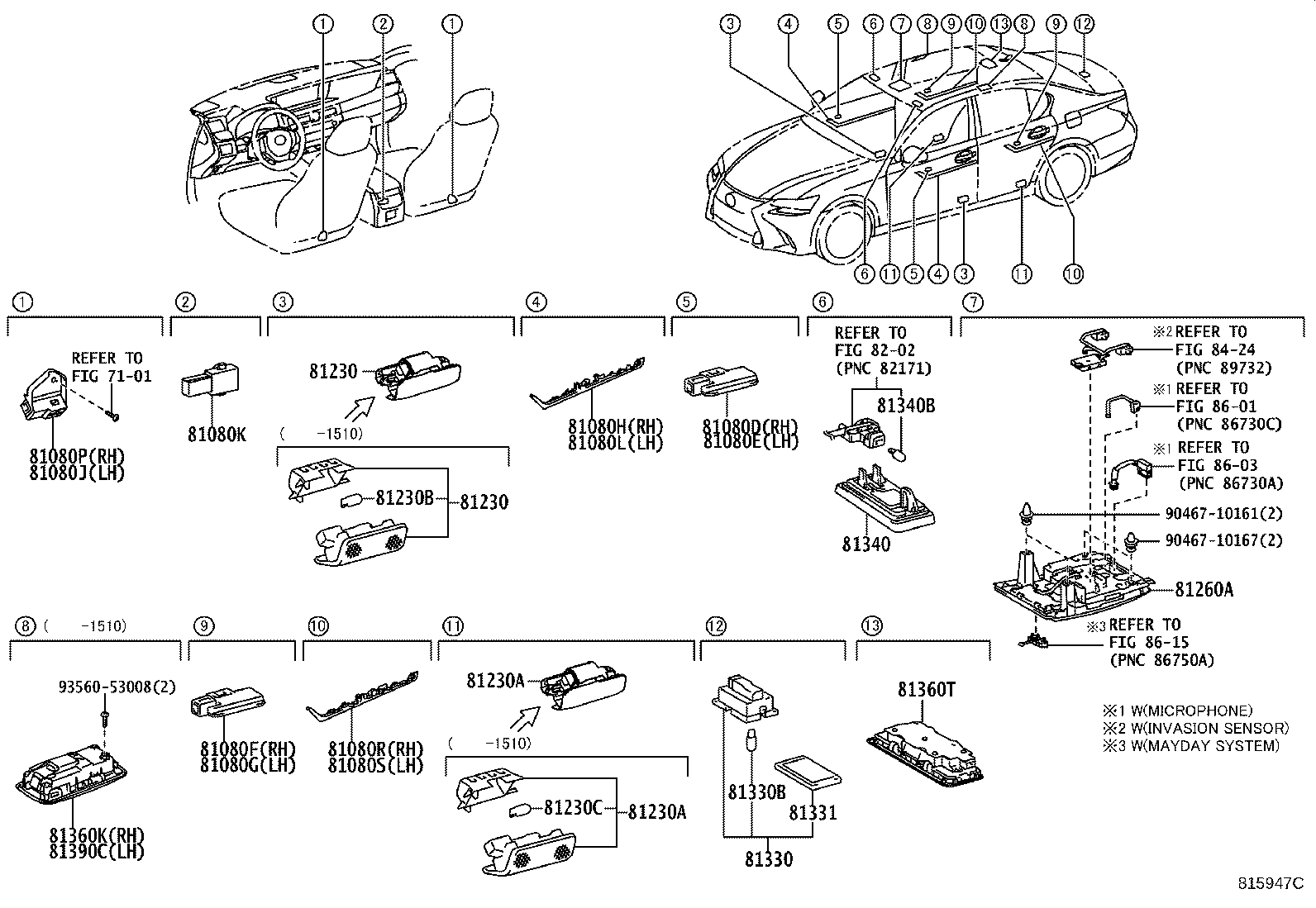 Toyota 81090-30071 LAMP ASSY, INTERIOR ILLUMINATION, NO.1