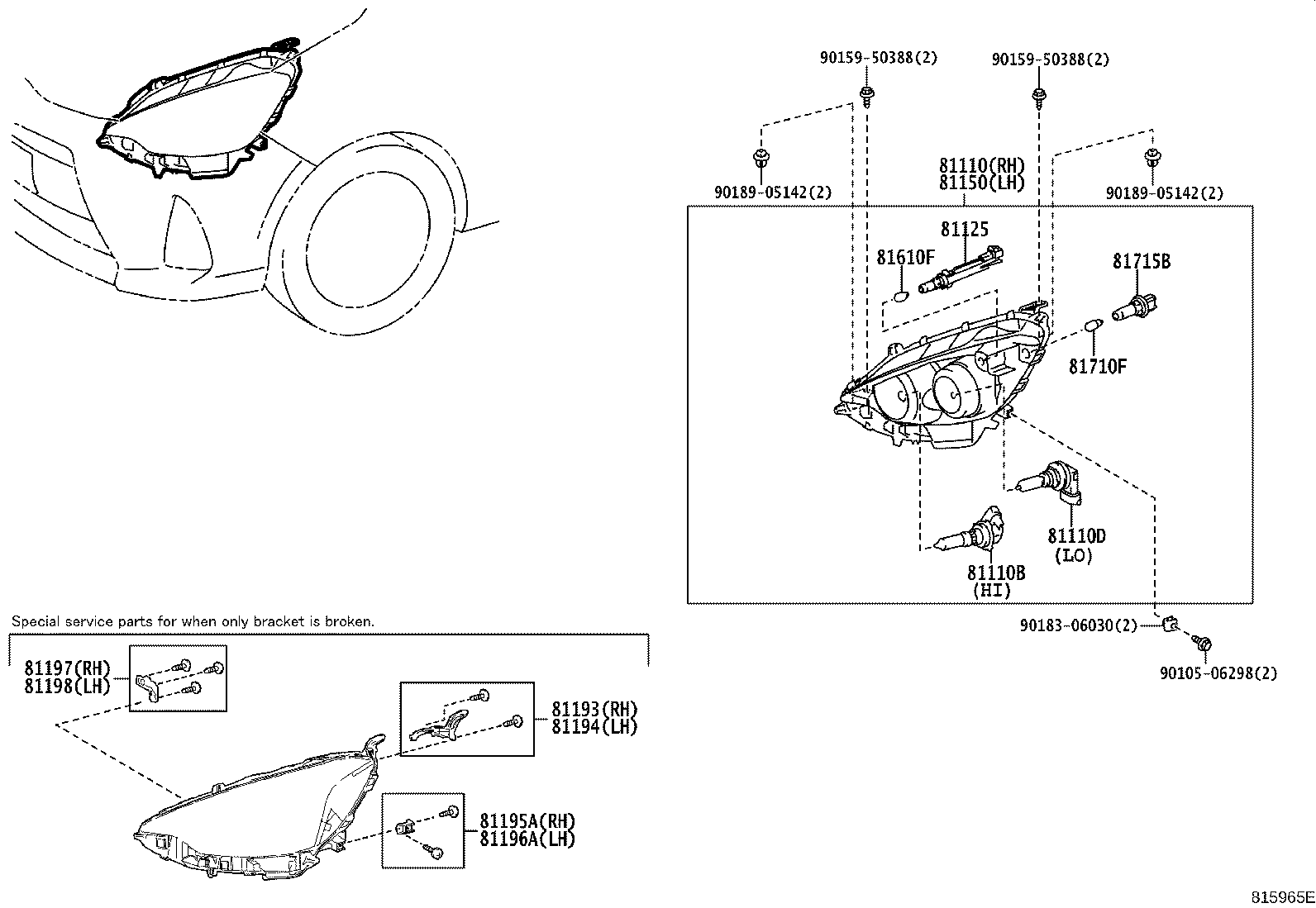 Toyota 81125-52M10 SOCKET, CLEARANCE LAMP