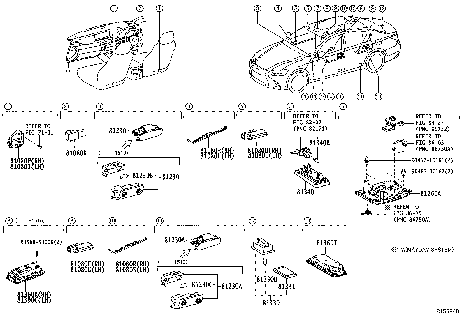 81090-30071 LAMP ASSY, INTERIOR ILLUMINATION, NO.1 product image