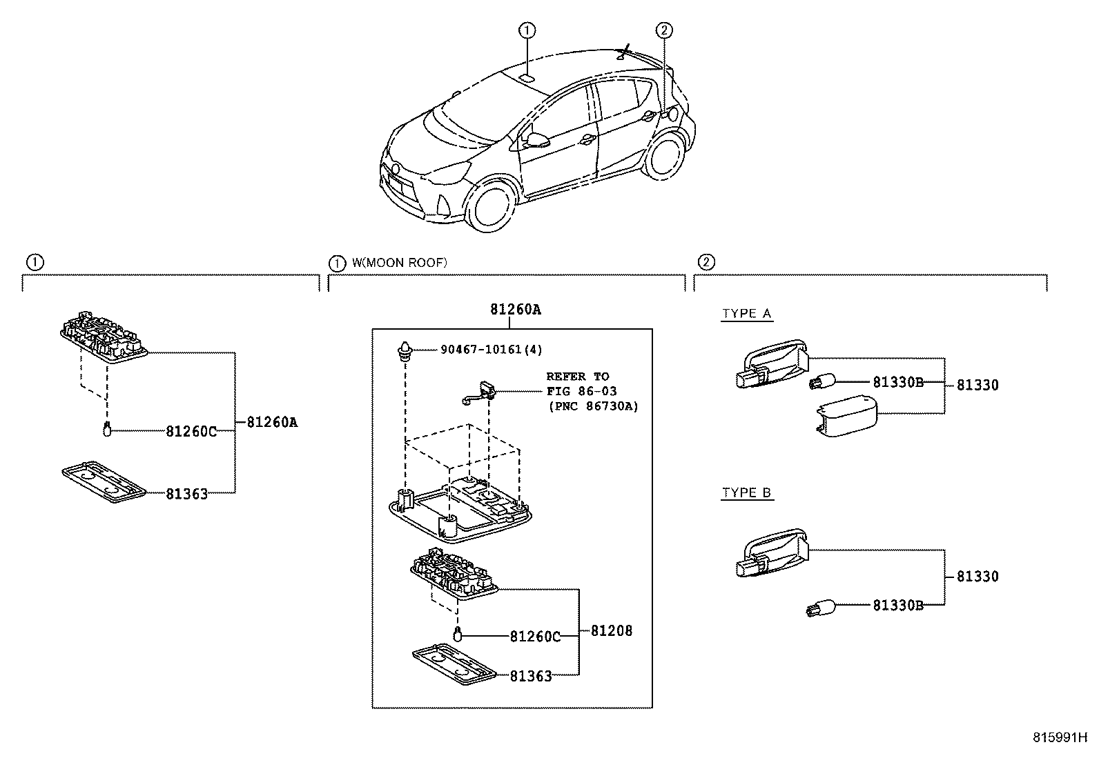 Toyota 81250-30210 LAMP ASSY, LUGGAGE COMPARTMENT, NO.1
