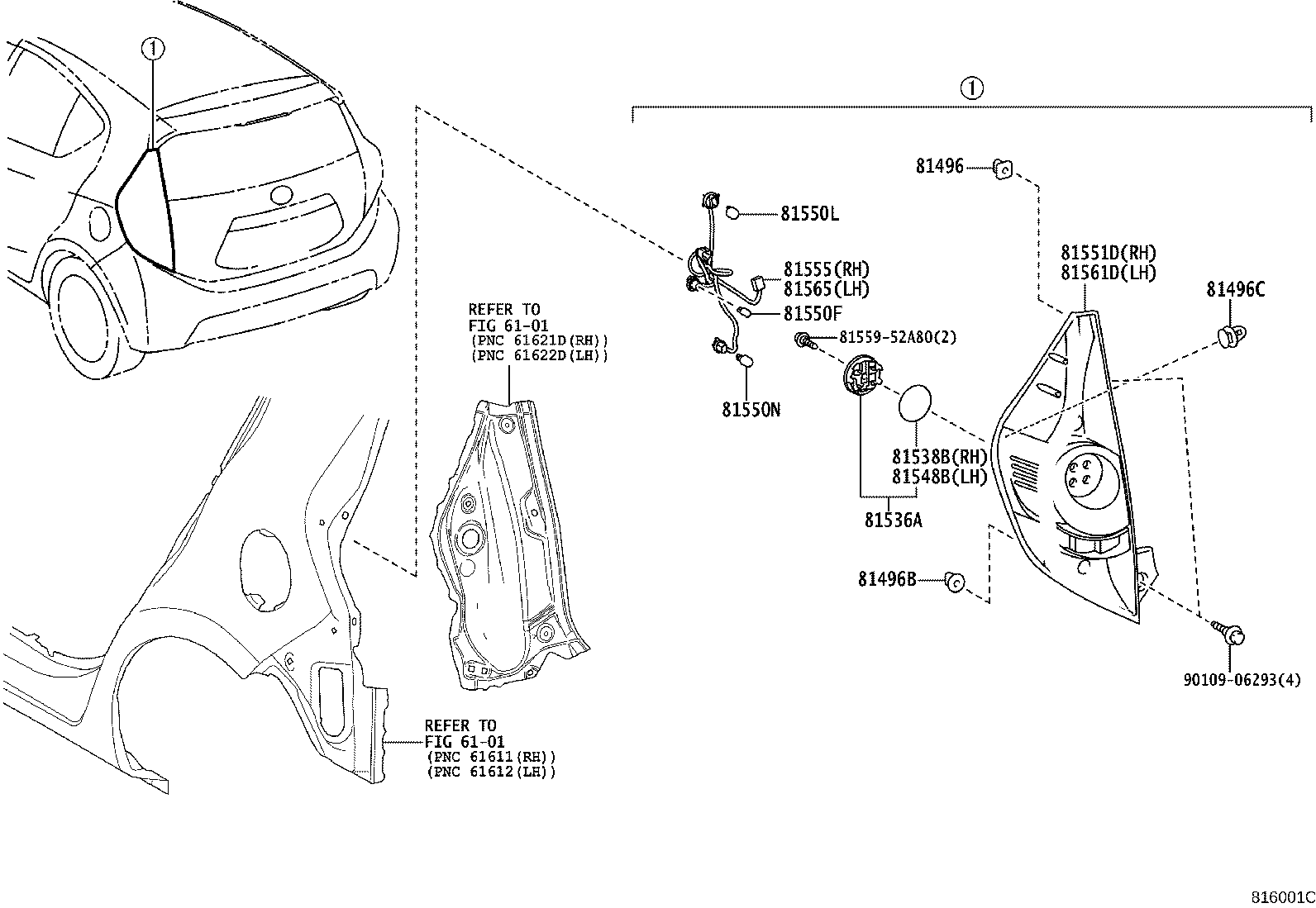 Toyota 81496-52030 GUIDE, REAR LAMP