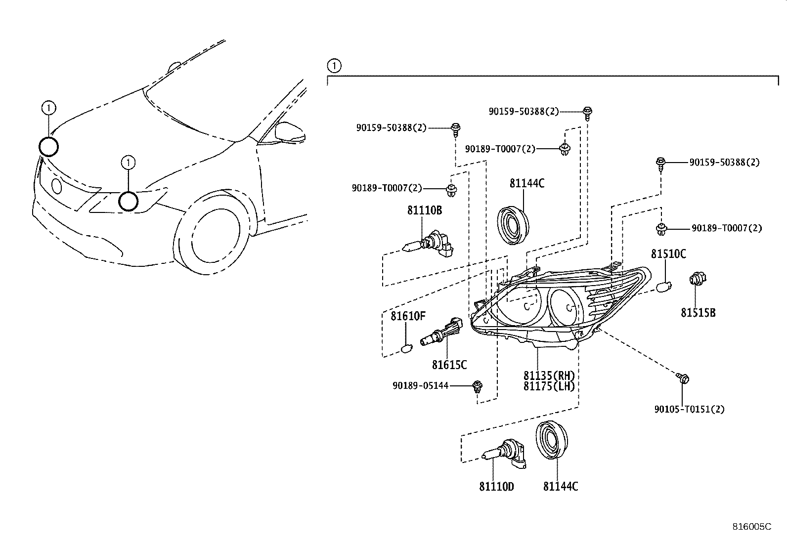 81130-06830 UNIT ASSY, HEADLAMP, RH product image