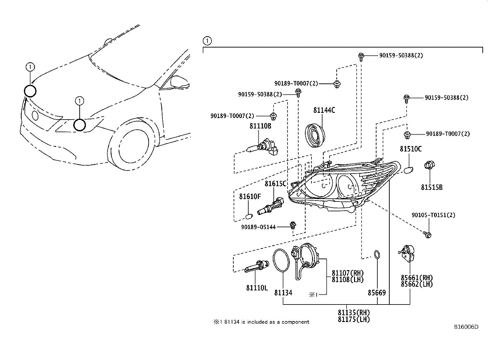 81130-06830 UNIT ASSY, HEADLAMP, RH product image