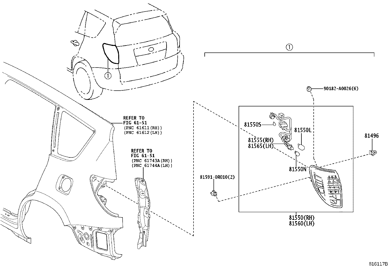 Toyota 81496-0R010 GUIDE, REAR COMBINATION LAMP