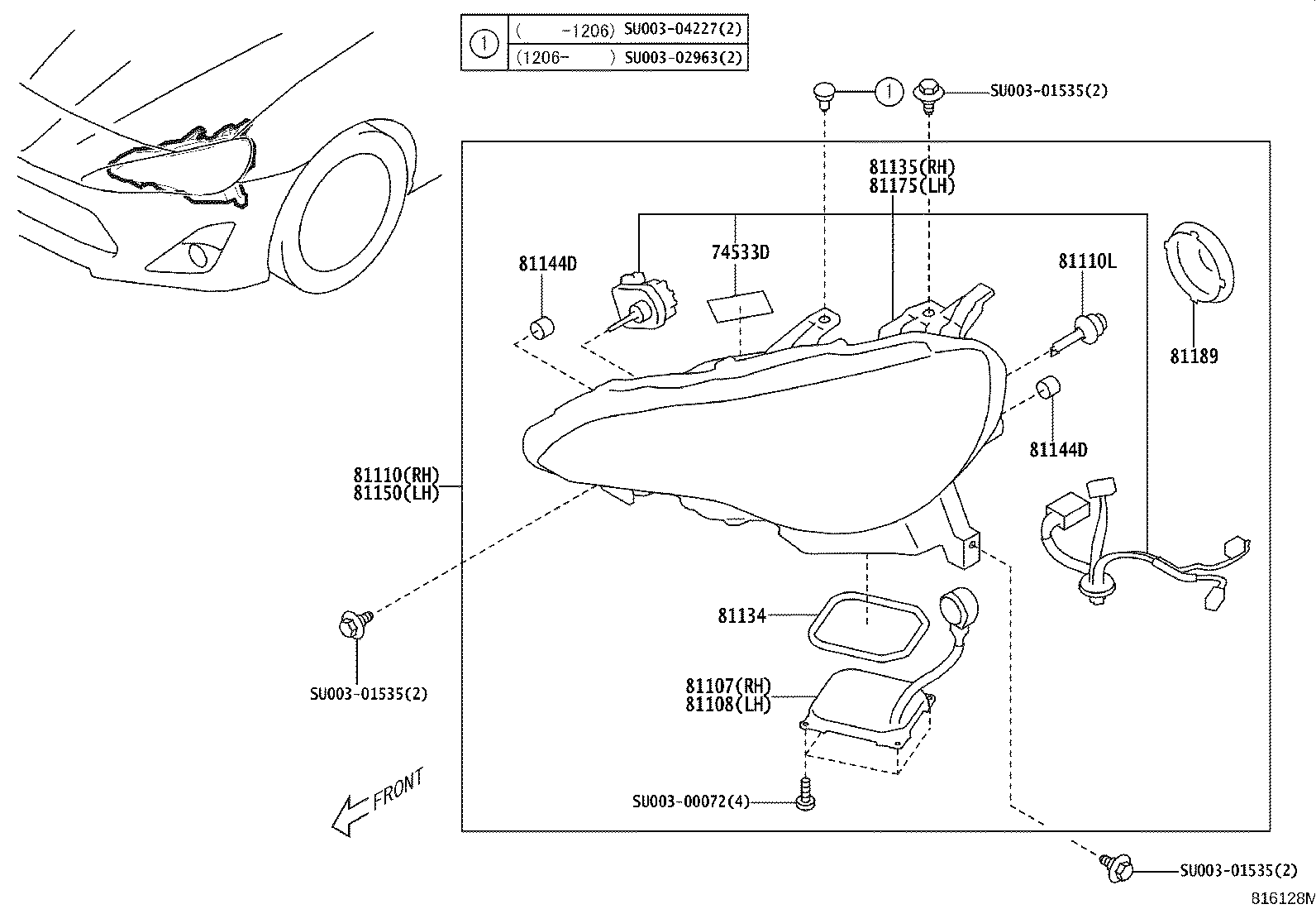 81185-WY020 UNIT ASSY, HEADLAMP, LH product image