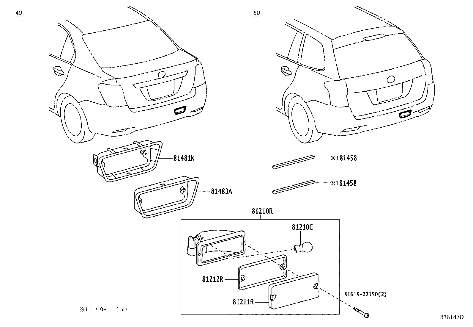 81817-13010 PACKING, REAR FOG LAMP product image