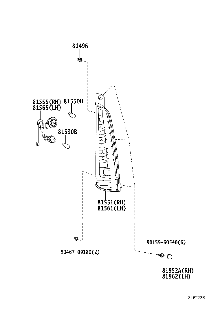 64746-22010 COVER, REAR COMBINATION LAMP SERVICE, LH product image