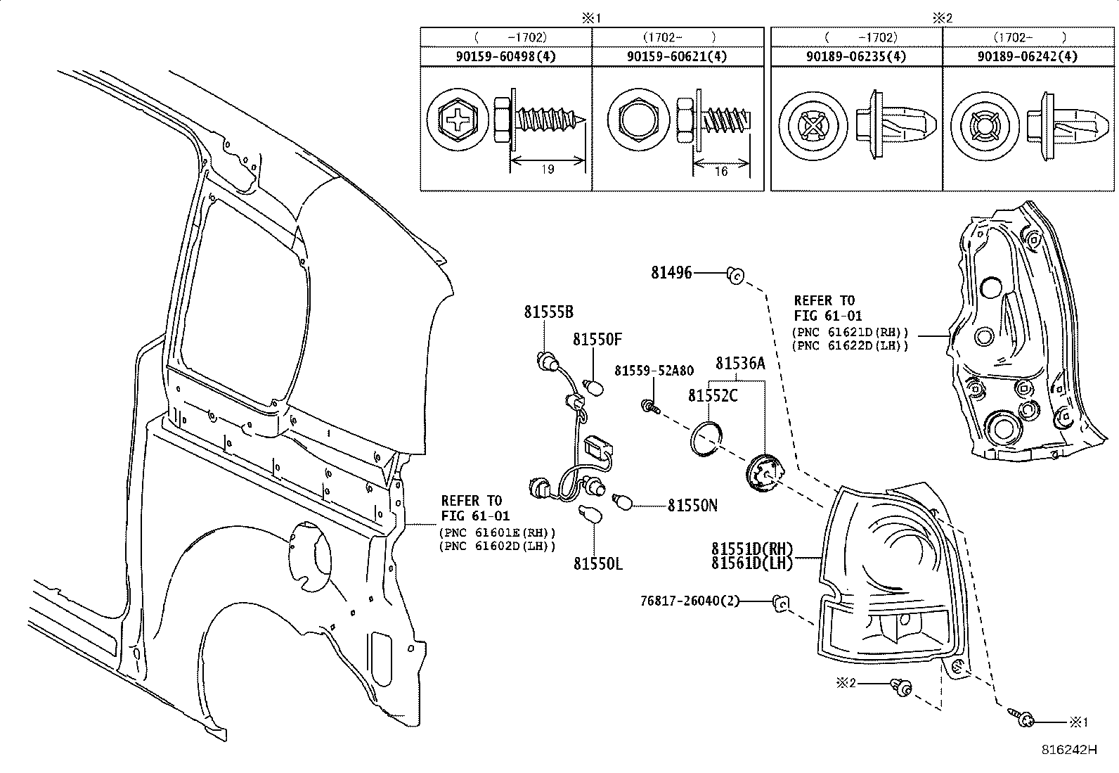 81551-52B20 LENS & BODY, REAR COMBINATION LAMP, RH product image