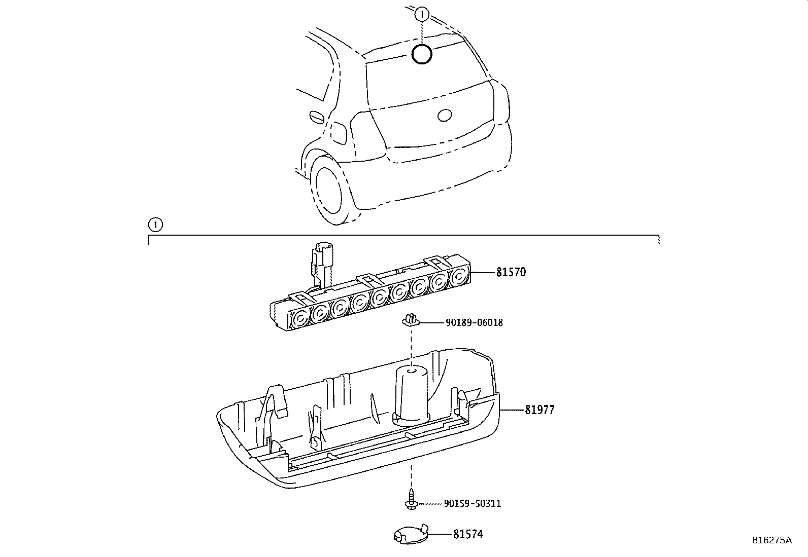 81570-0D140 LAMP ASSY, CENTER STOP product image