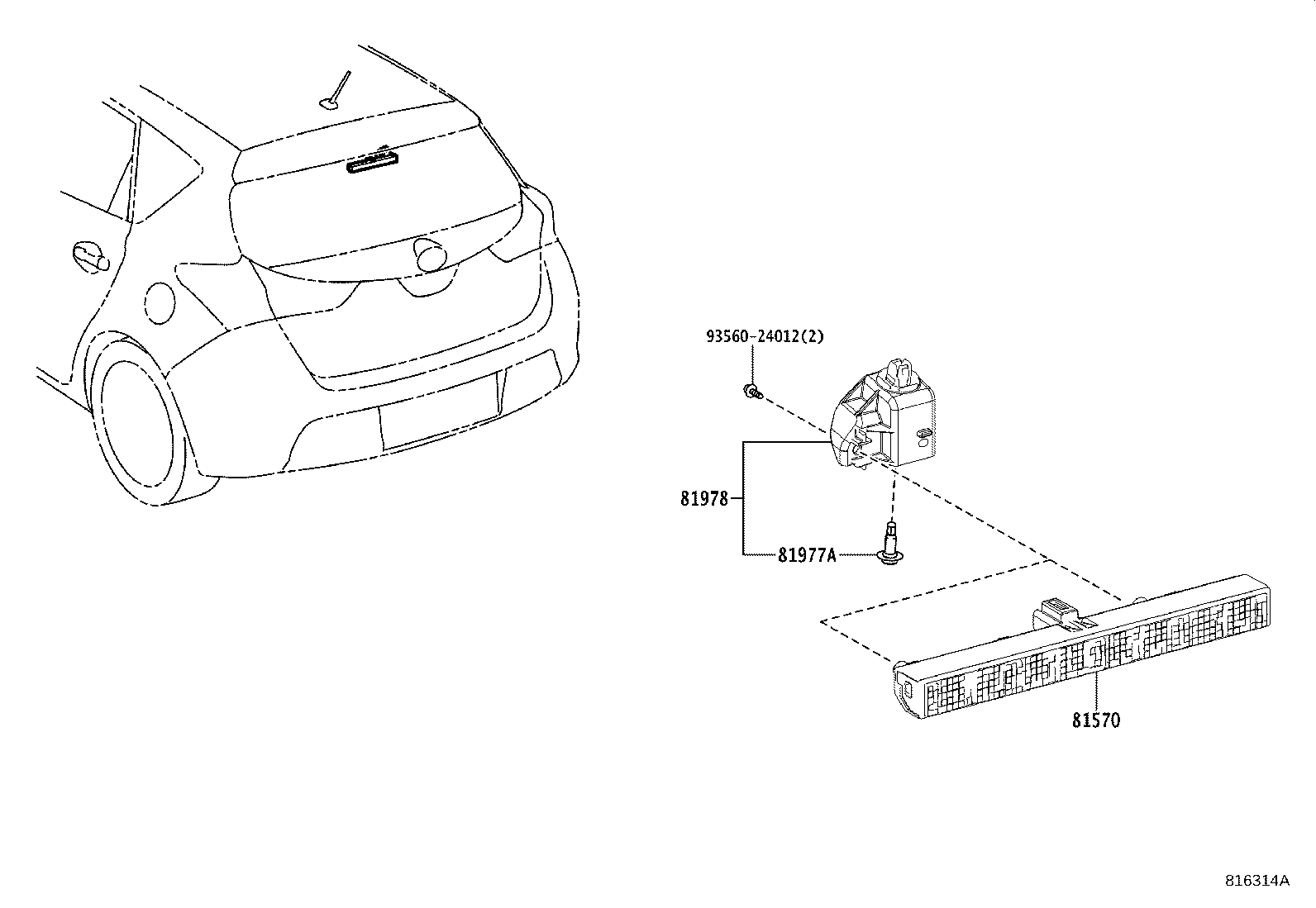 81570-12440 LAMP ASSY, CENTER STOP product image