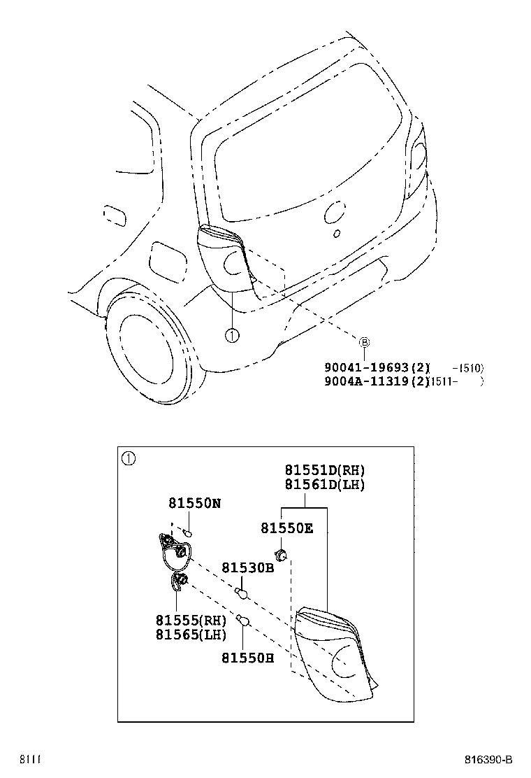 81550-BZ461 LAMP ASSY, REAR COMBINATION, RH product image