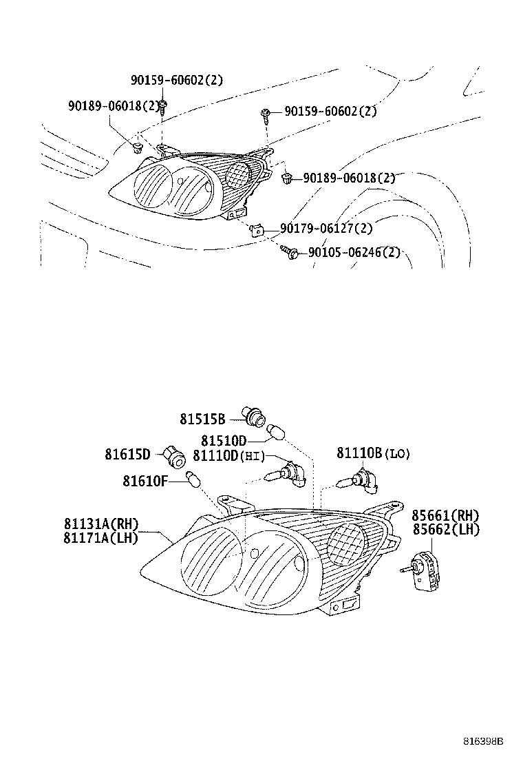 81145-13380 UNIT ASSY, HEADLAMP, RH product image