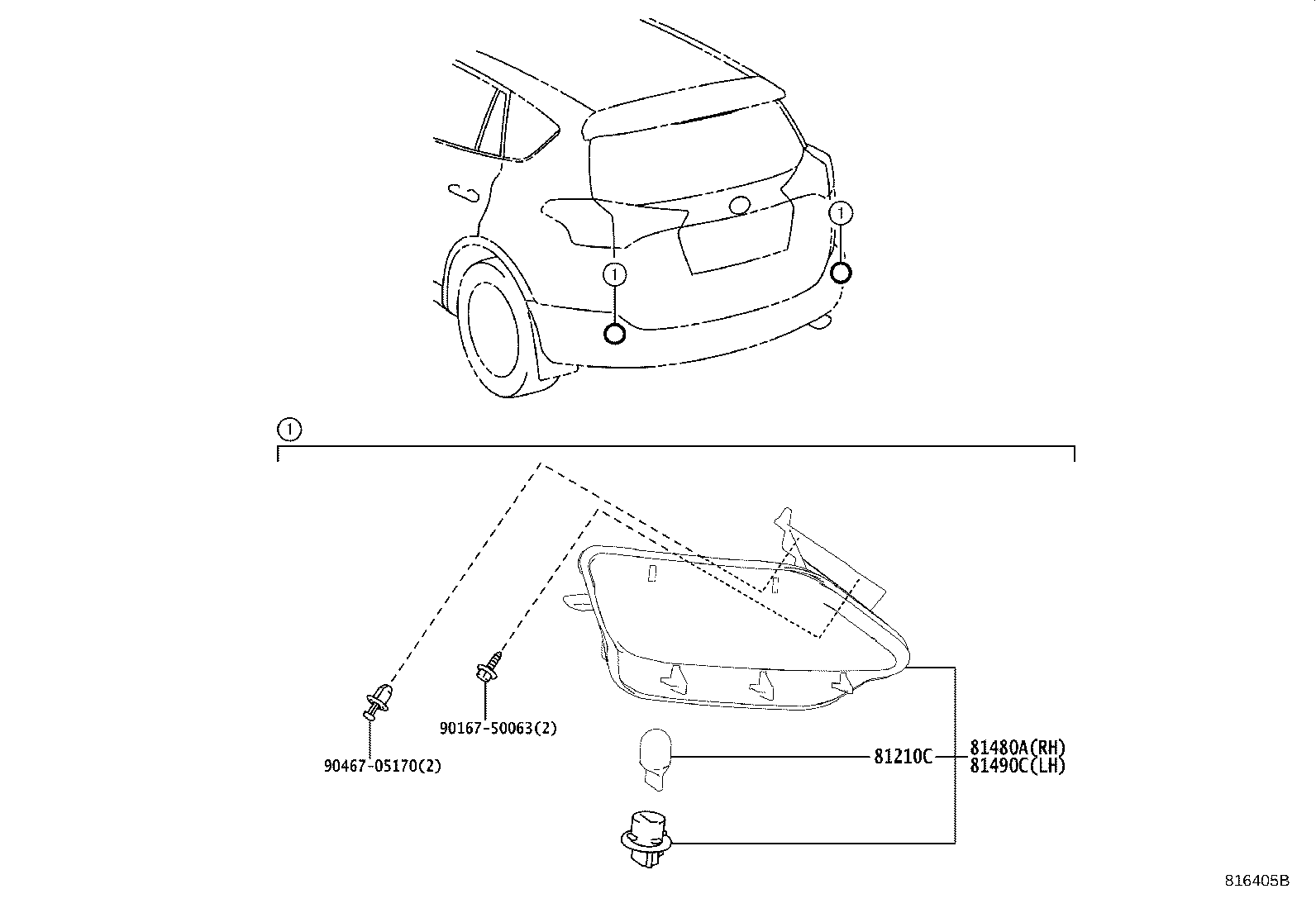 81490-42050 LAMP ASSY, REAR FOG, LH product image
