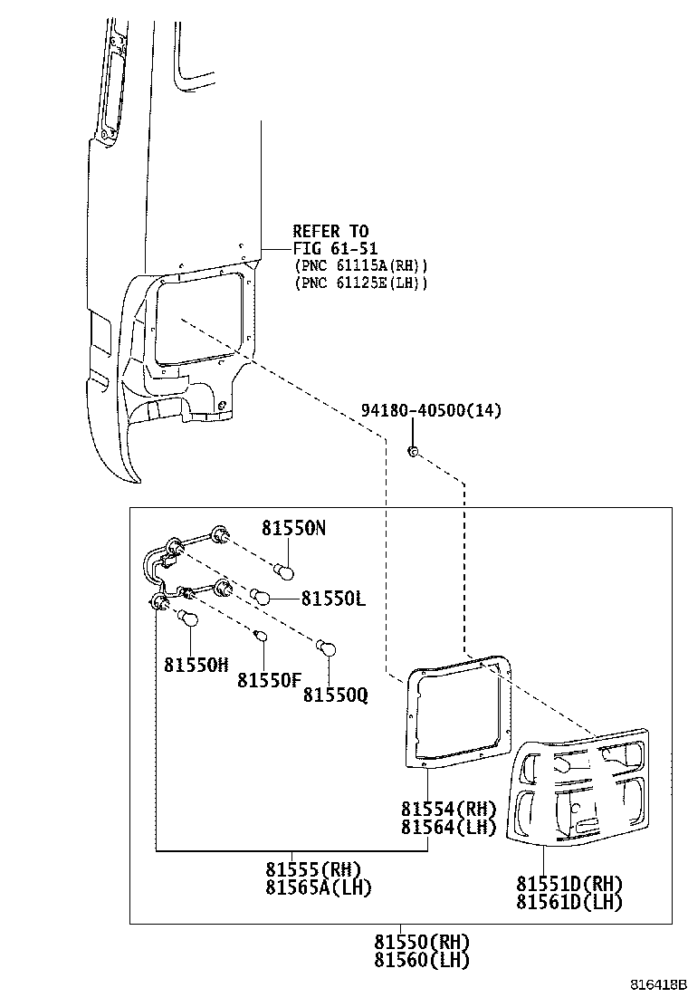 81550-0S030 LAMP ASSY, REAR COMBINATION, RH product image