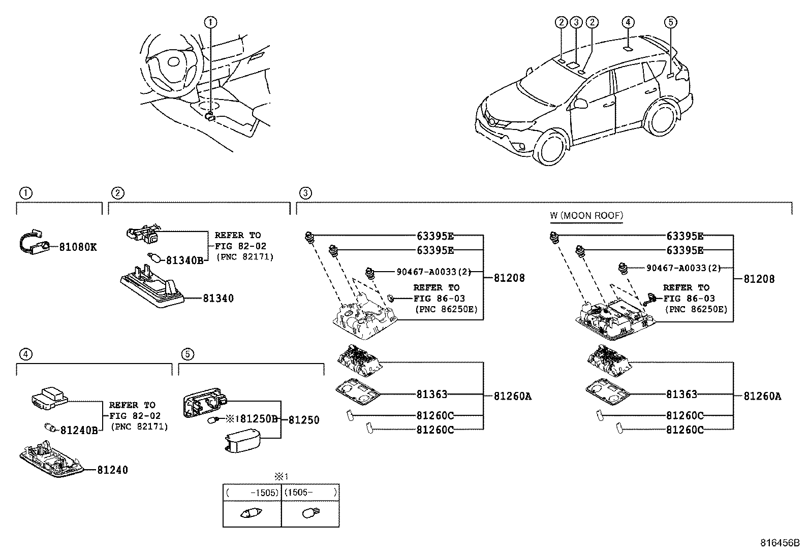 Toyota 81080-12080 LAMP ASSY, INTERIOR ILLUMINATION, NO.1 LH