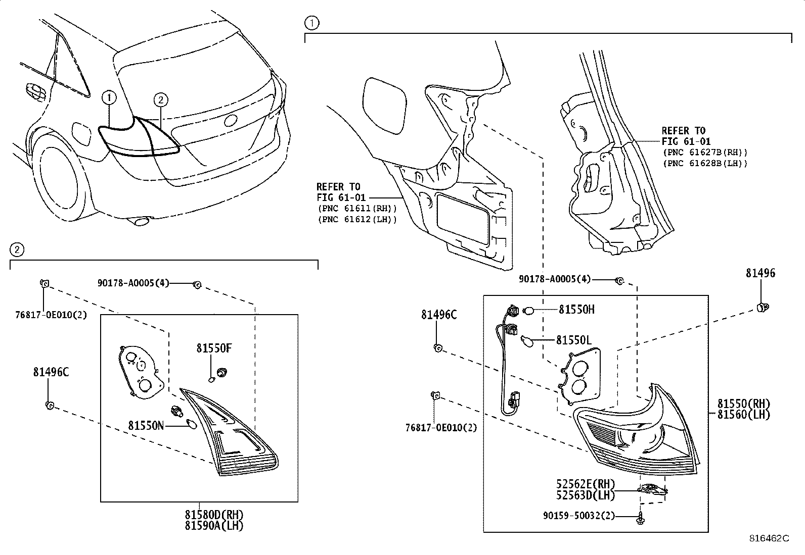 81550-0T030 LAMP ASSY, REAR COMBINATION, RH product image