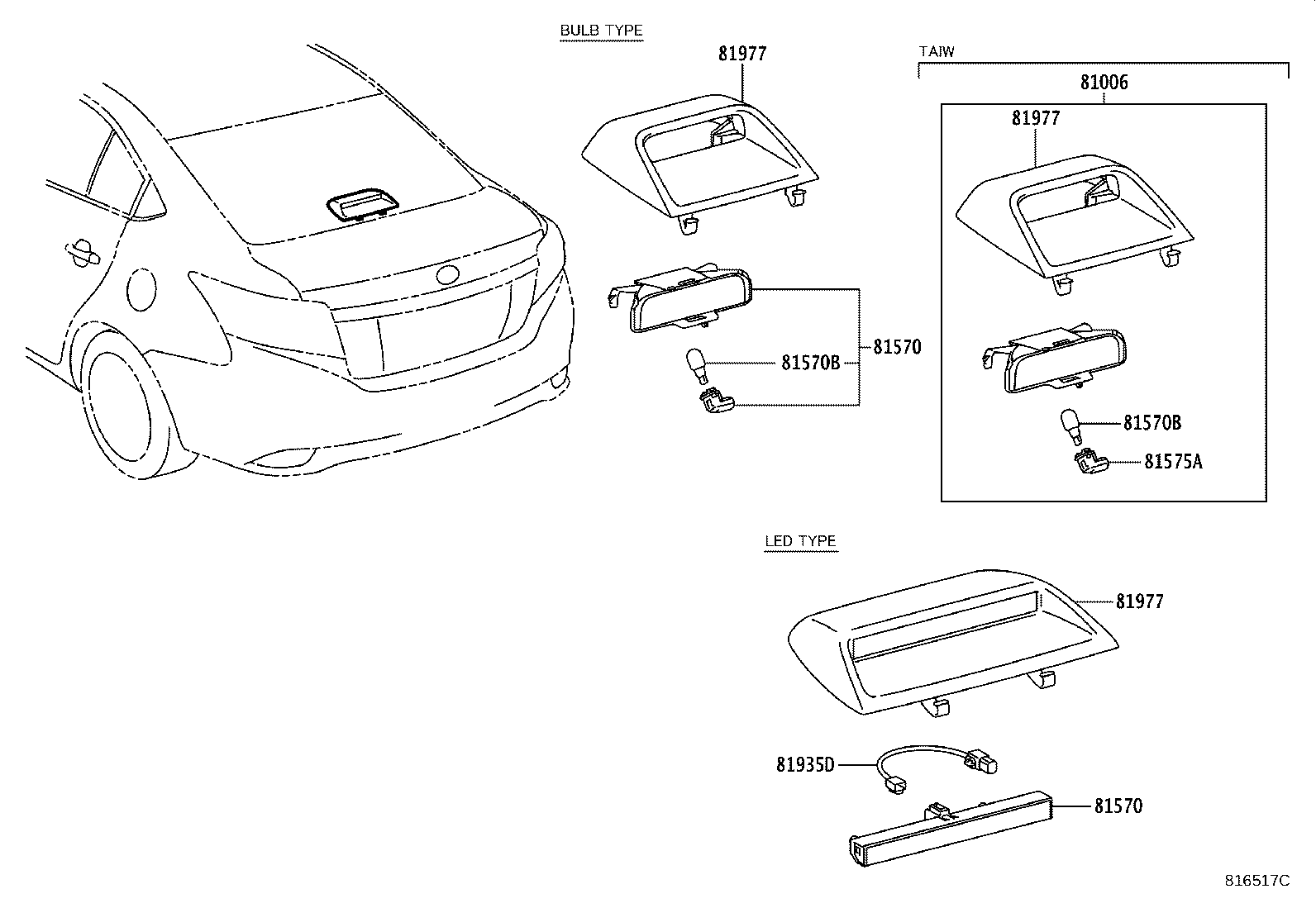 Toyota 90981-TB002 BULB (FOR CENTER STOP LAMP)