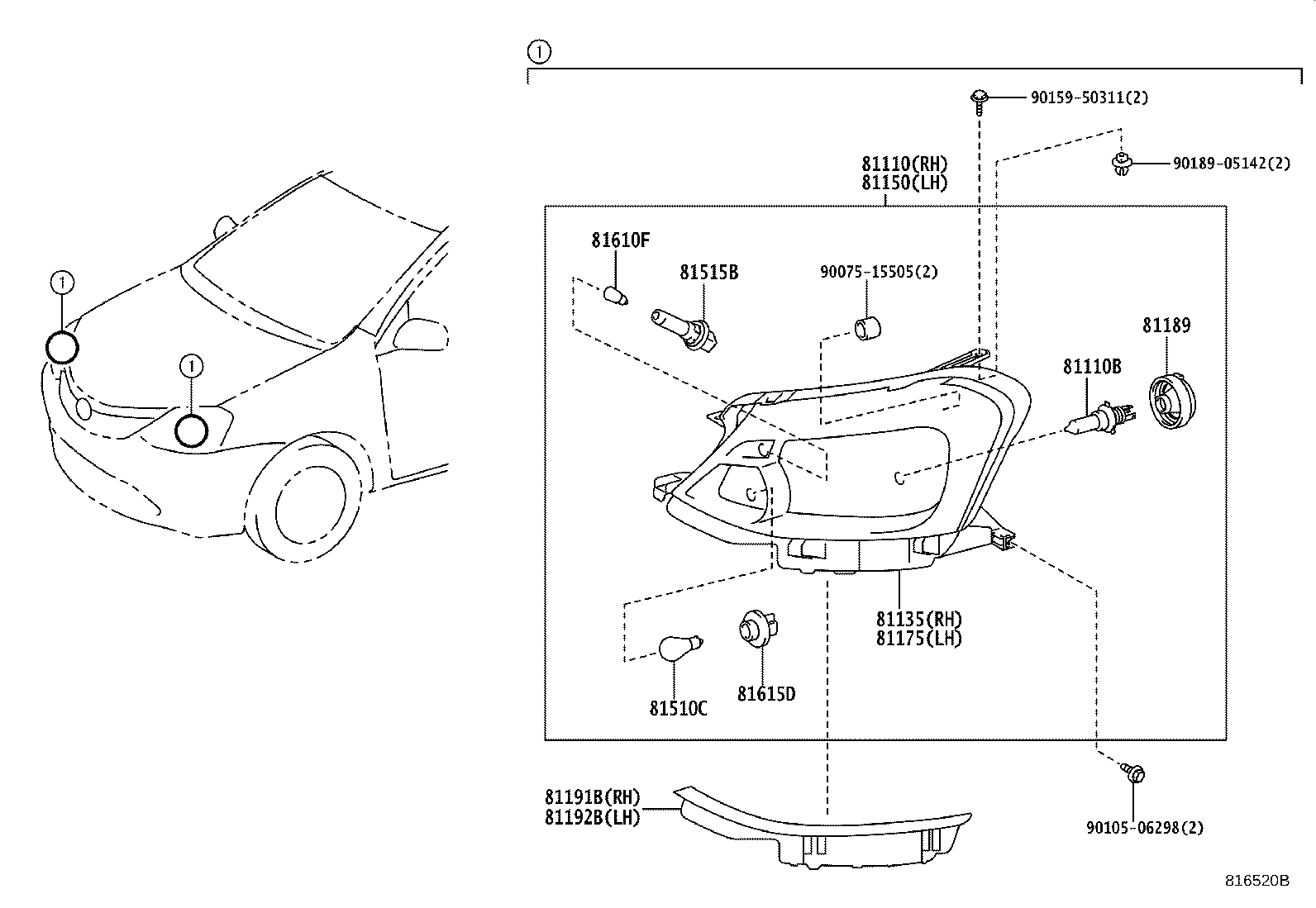 81191-0D070 TAPE, HEADLAMP, RH product image