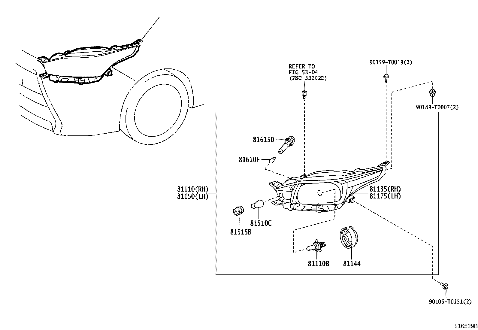 Toyota 81150-YP201 HEADLAMP ASSY, LH