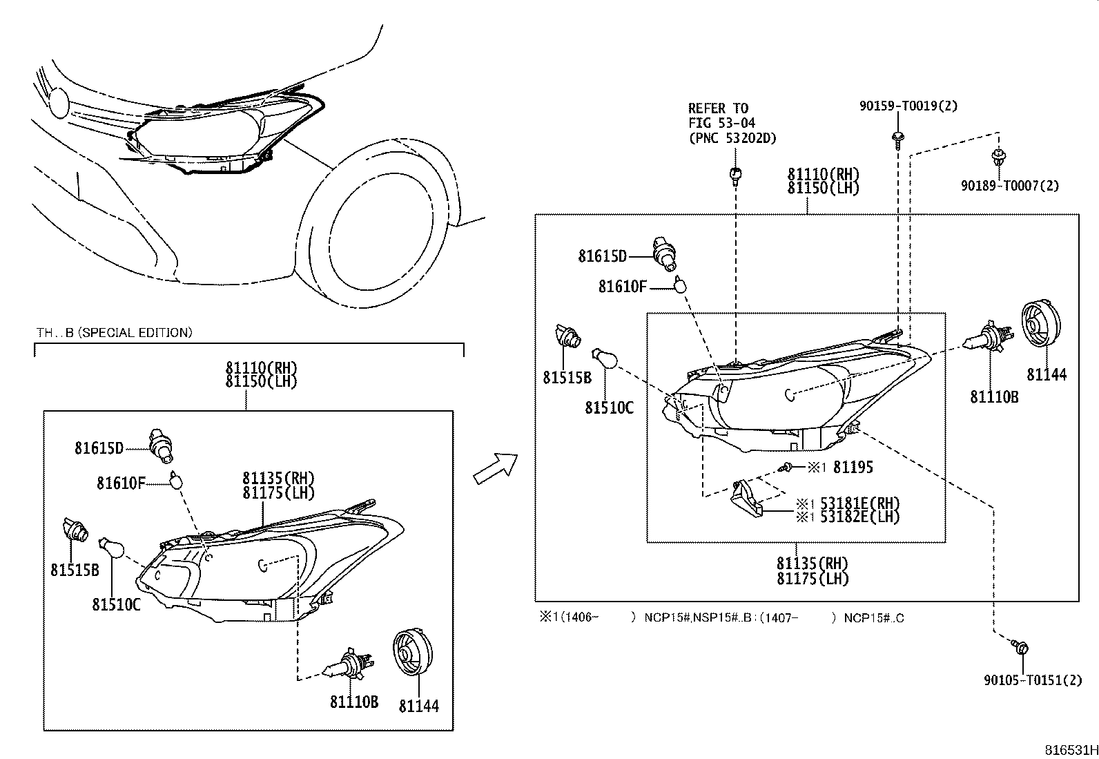 Toyota 81150-0DB01 HEADLAMP ASSY, LH
