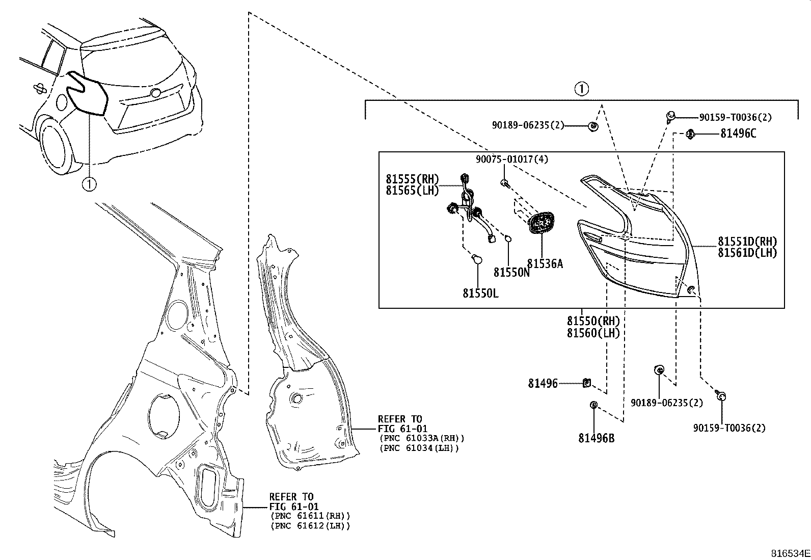Toyota 76817-26040 GUIDE, REAR COMBINATION LAMP