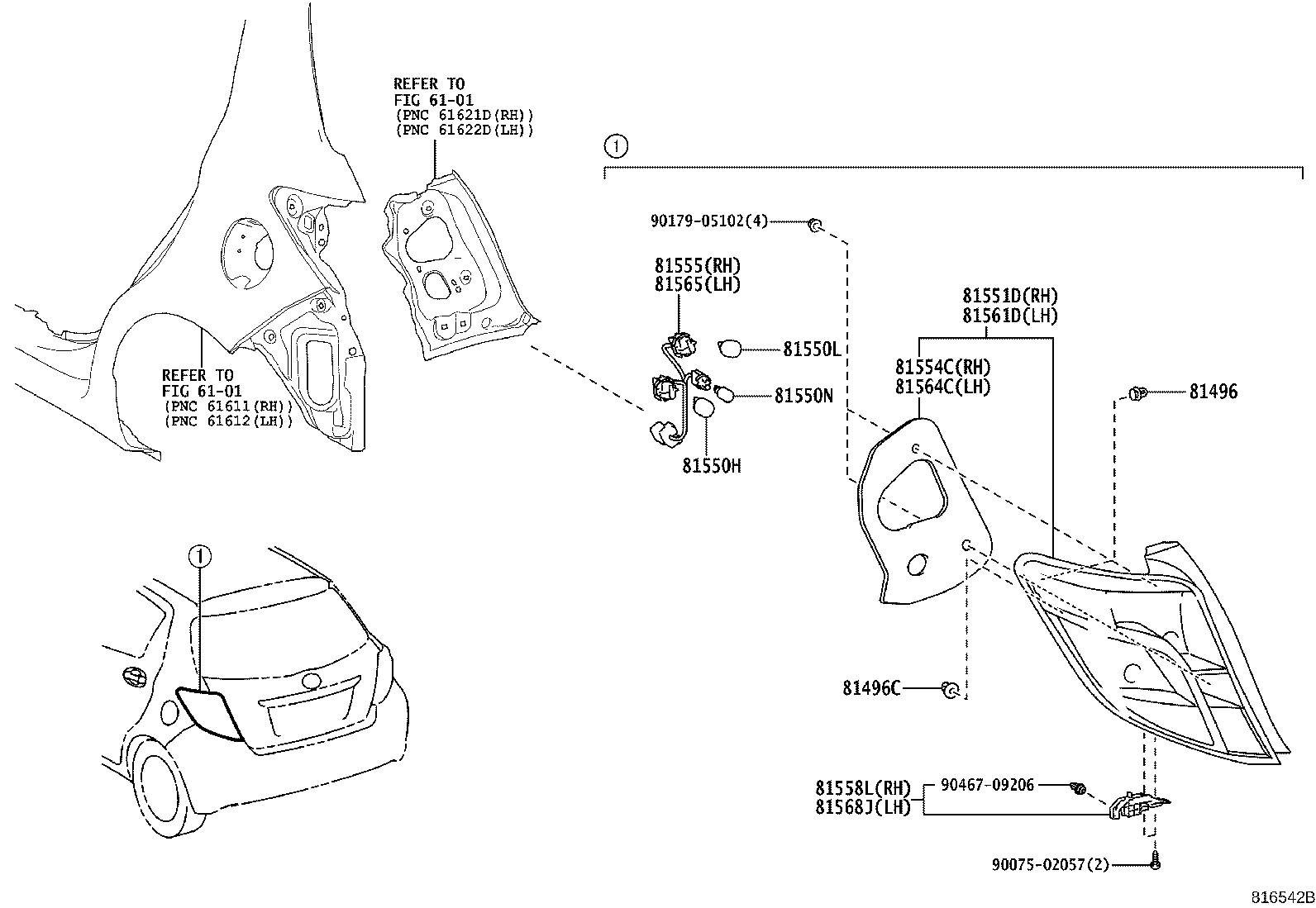 Toyota 81550-0DB80 LAMP ASSY, REAR COMBINATION, RH