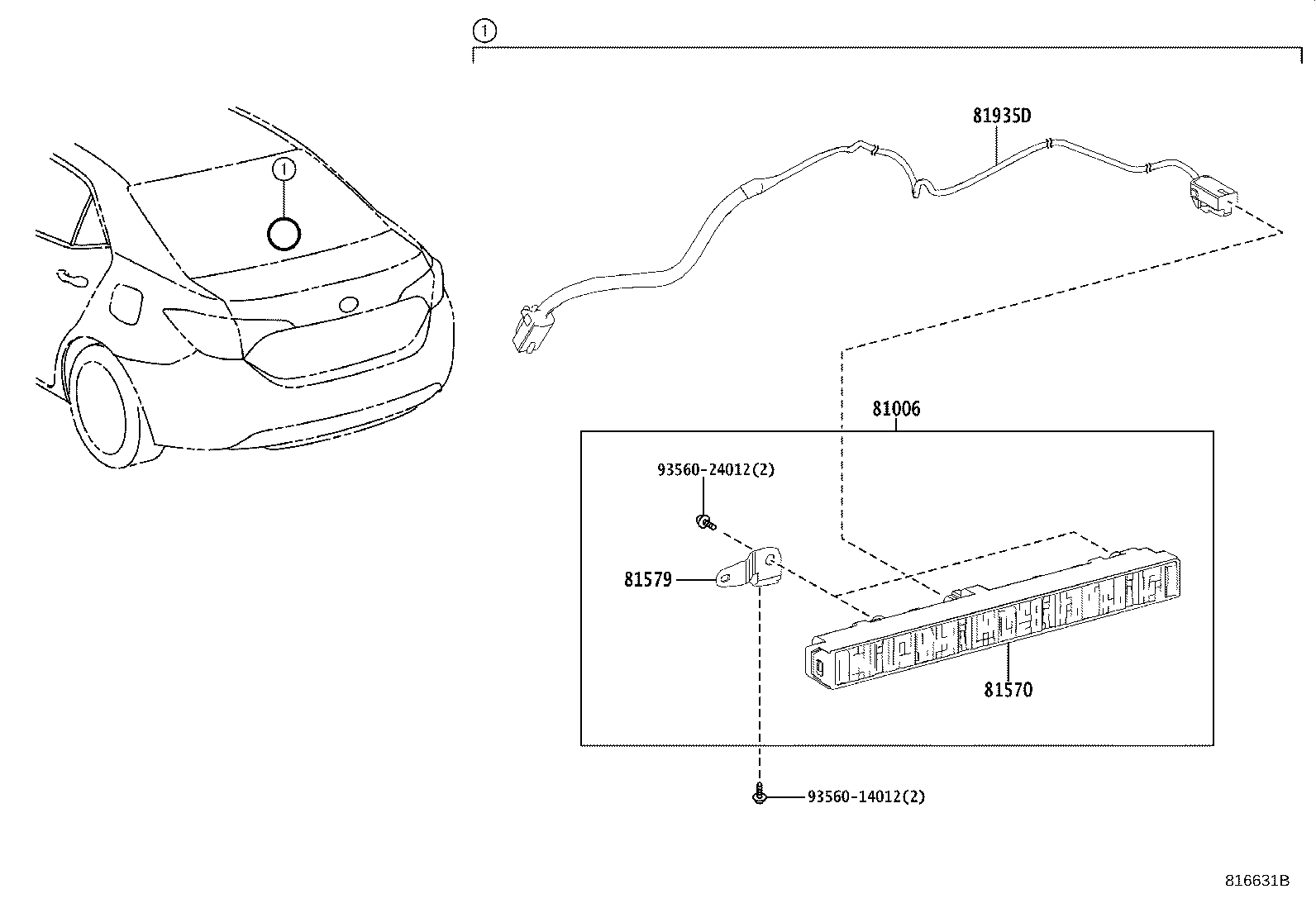 Toyota 81570-06120 LAMP ASSY, CENTER STOP