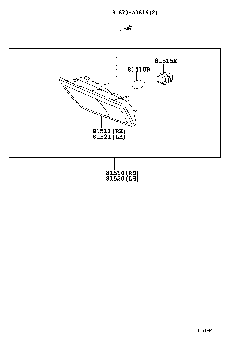 81520-60460 LAMP ASSY, FRONT TURN SIGNAL, LH product image