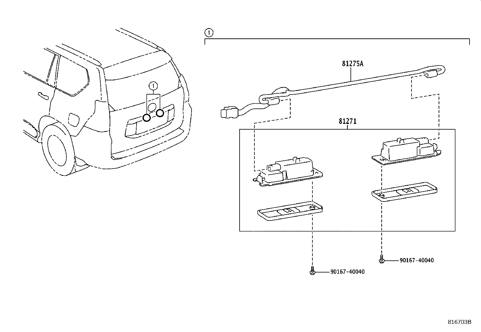 Toyota 81275-60450 CORD, LICENSE PLATE LAMP