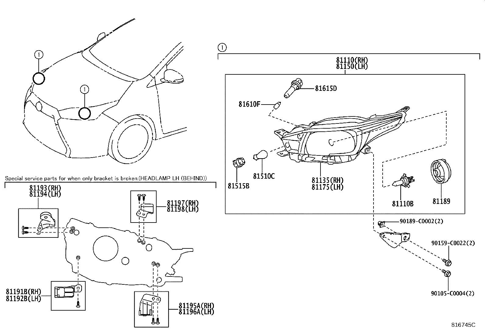 81191-0D050 TAPE, HEADLAMP, RH product image