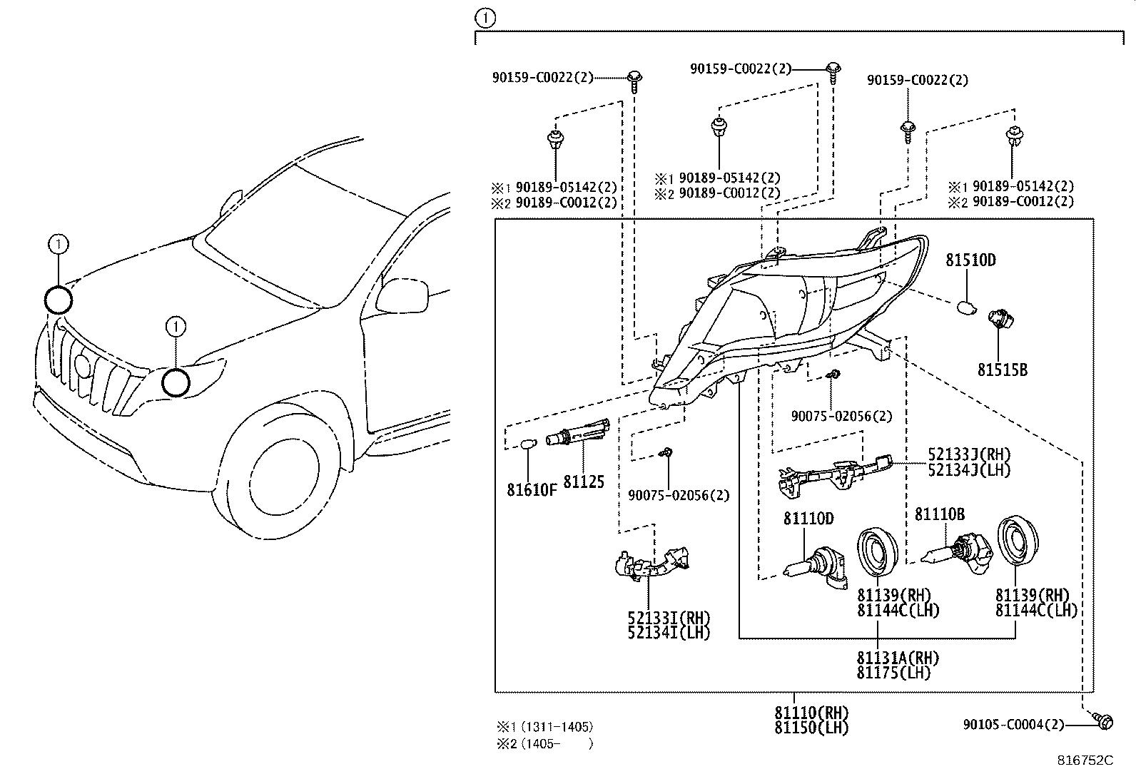 81145-0G040 UNIT ASSY, HEADLAMP, RH product image