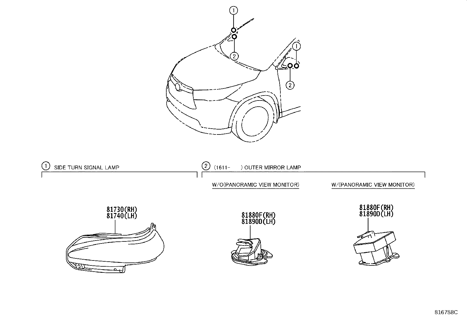 Toyota 81740-0R010 LAMP ASSY, SIDE TURN SIGNAL, LH
