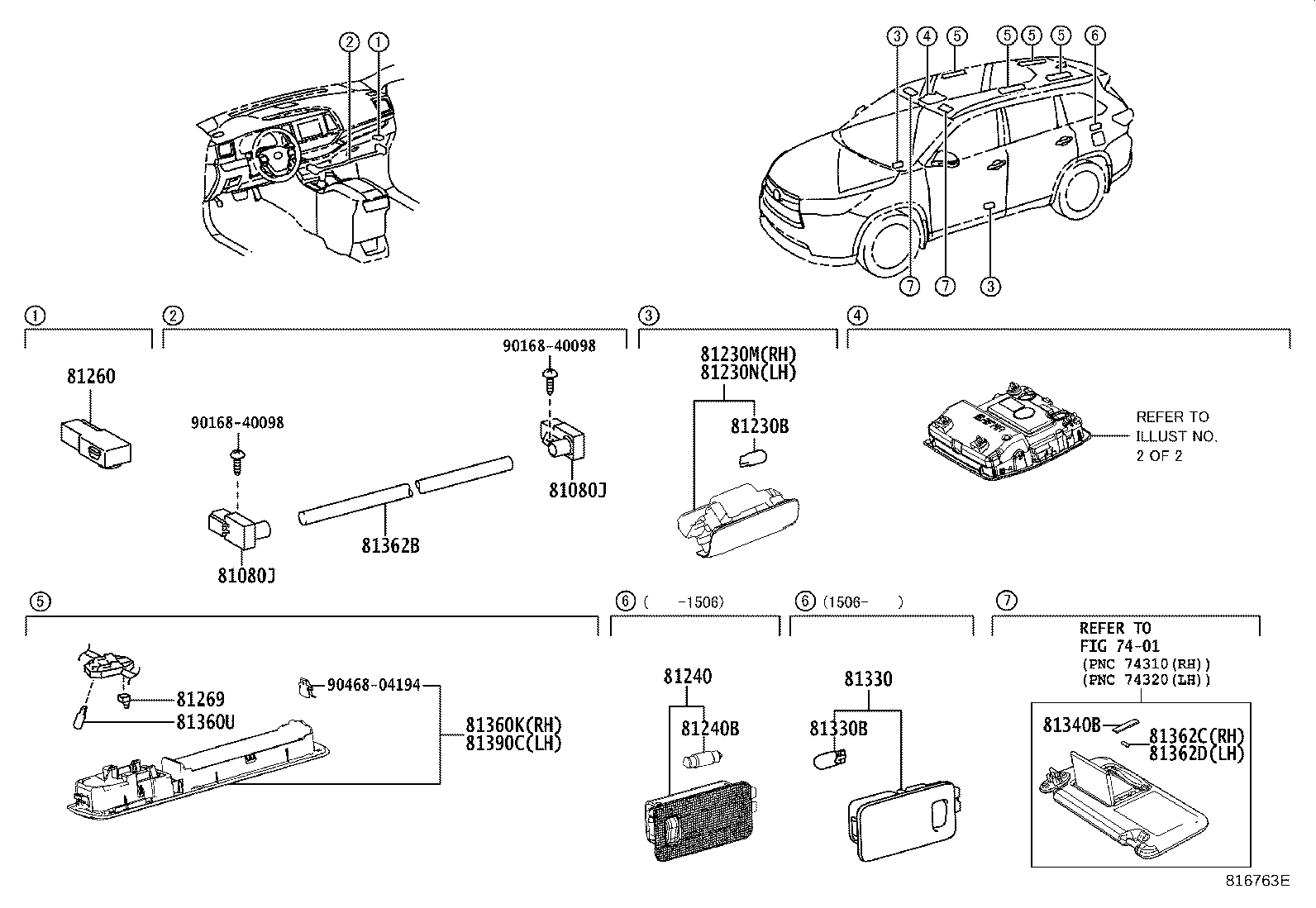 Toyota 81080-0E020 LAMP ASSY, INTERIOR ILLUMINATION, NO.1