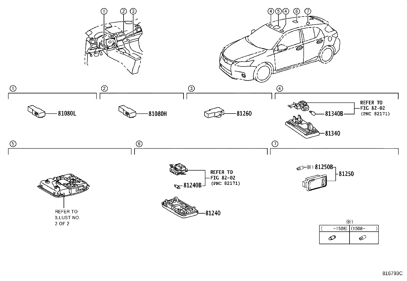 Toyota 81240-12100-A0 LAMP ASSY, ROOM, NO.1