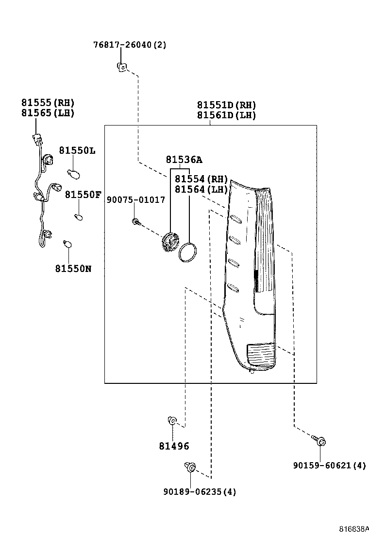 81556-28700 RIM, REAR COMBINATION LAMP, RH product image