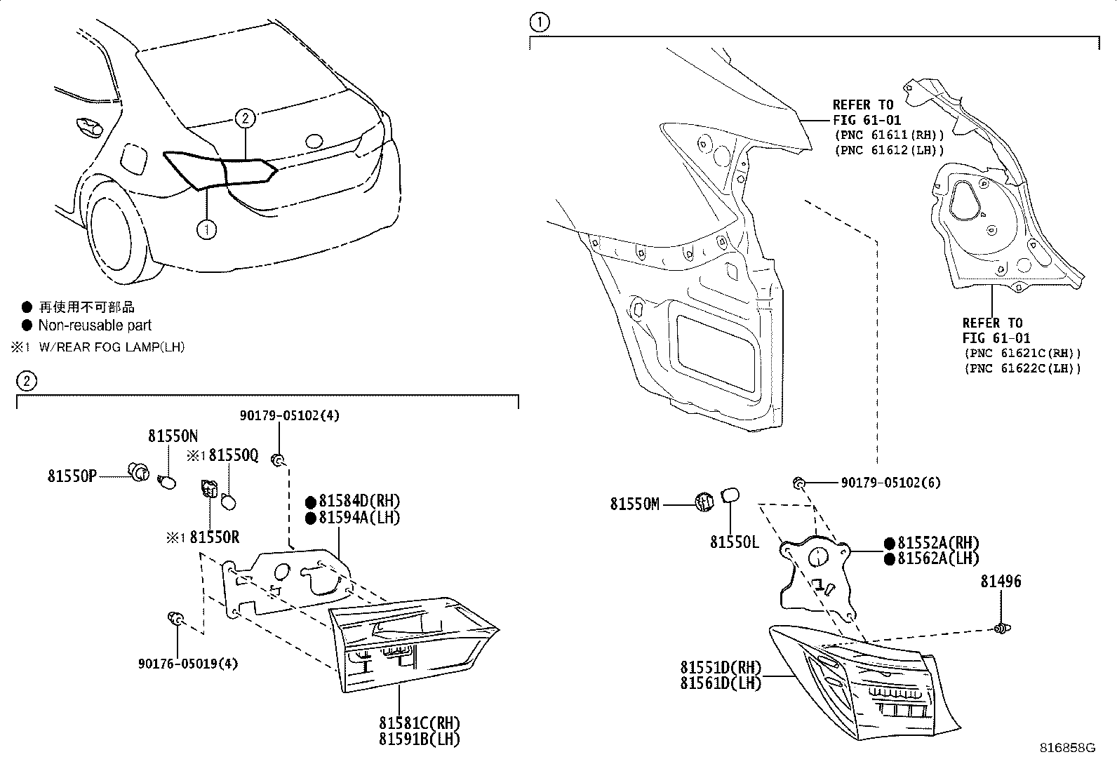 81551-02810 LENS & BODY, REAR COMBINATION LAMP, RH product image