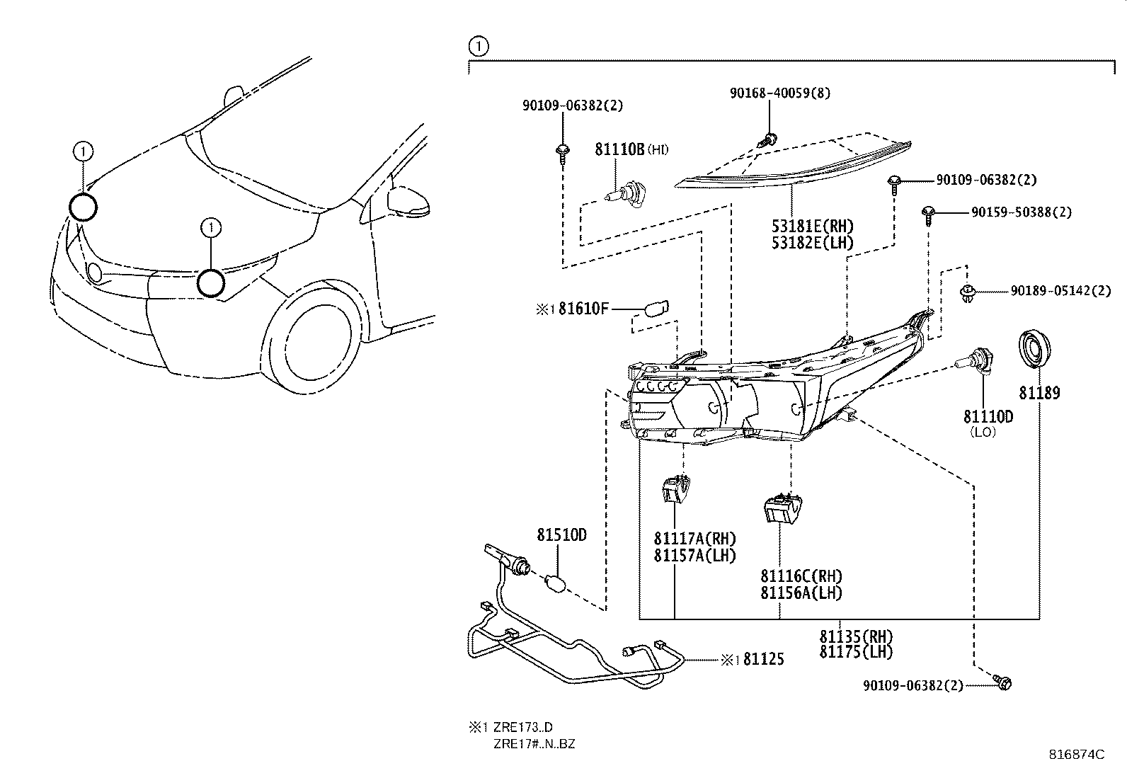 53182-02030 COVER, HEADLAMP, LH product image