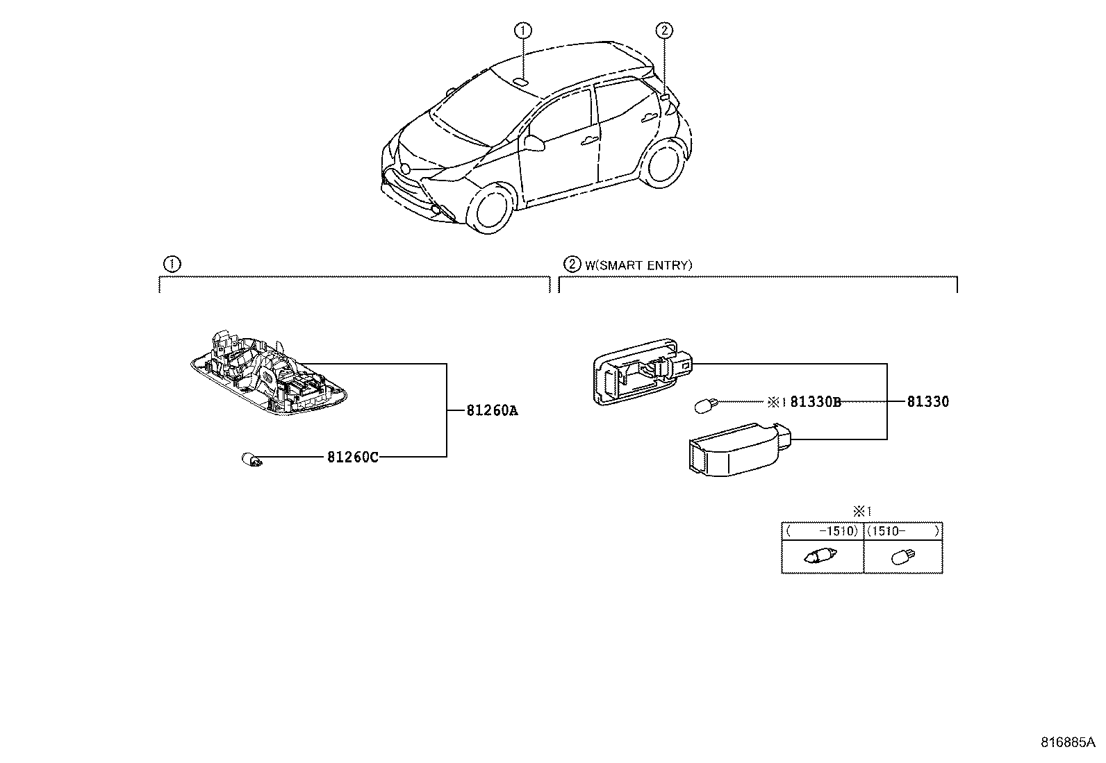 81330-05050 LAMP ASSY, LUGGAGE COMPARTMENT, NO.1 product image