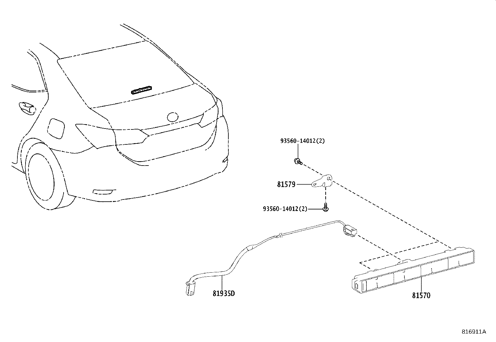 81935-02200 CORD ASSY, CENTER STOP LAMP product image