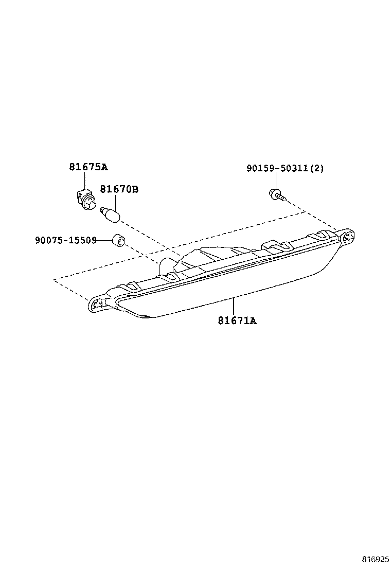 81671-0D010 LENS & BODY, BACK-UP LAMP product image
