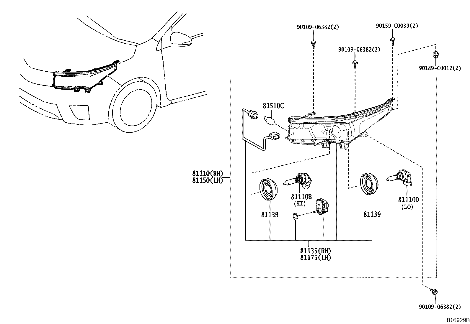 90981-CD009 BULB(FOR HEADLAMP, NO.1) product image