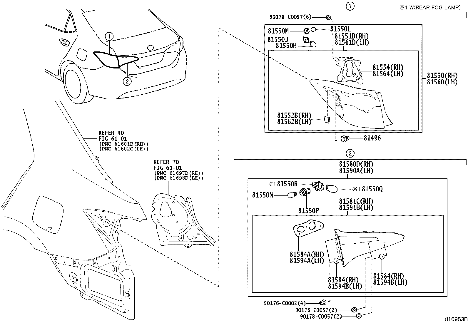 81550-02891 LAMP ASSY, REAR COMBINATION, RH product image