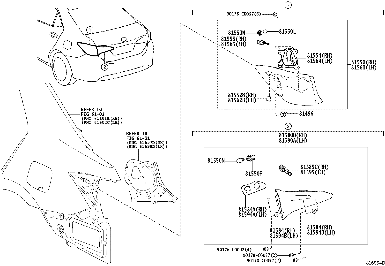 81550-02891 LAMP ASSY, REAR COMBINATION, RH product image