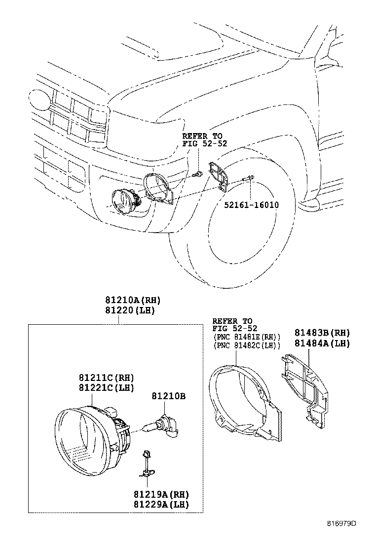 Toyota 81210-42050 LAMP ASSY, FOG, RH