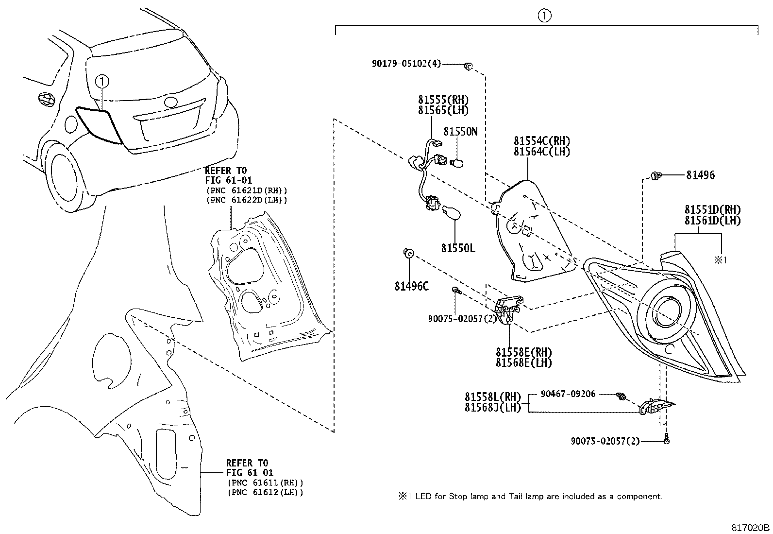 81558-52841 COVER, REAR COMBINATION LAMP, RH product image